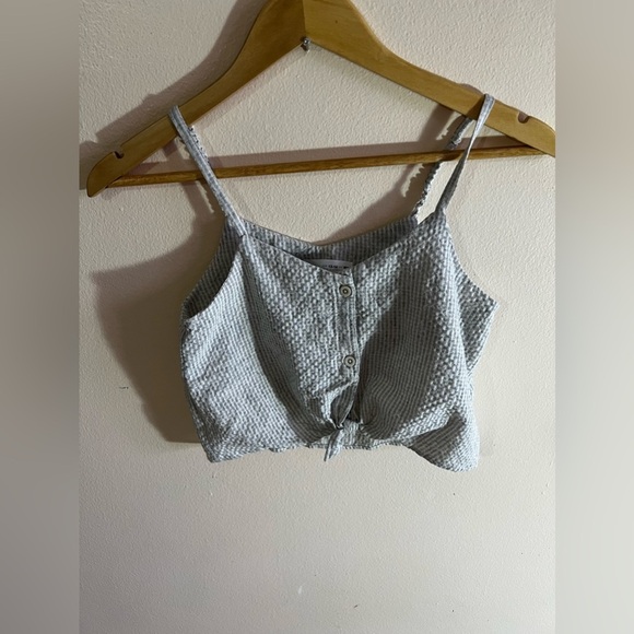 Zara Striped Denim Crop Top Blue & White Sleeveless Square Neck Size 13-14 Cm 16 - Picture 6 of 15